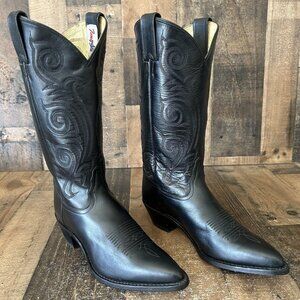 Tony Lama Vintage Classic Black Western Cowboy Boots Womens 8.5 B